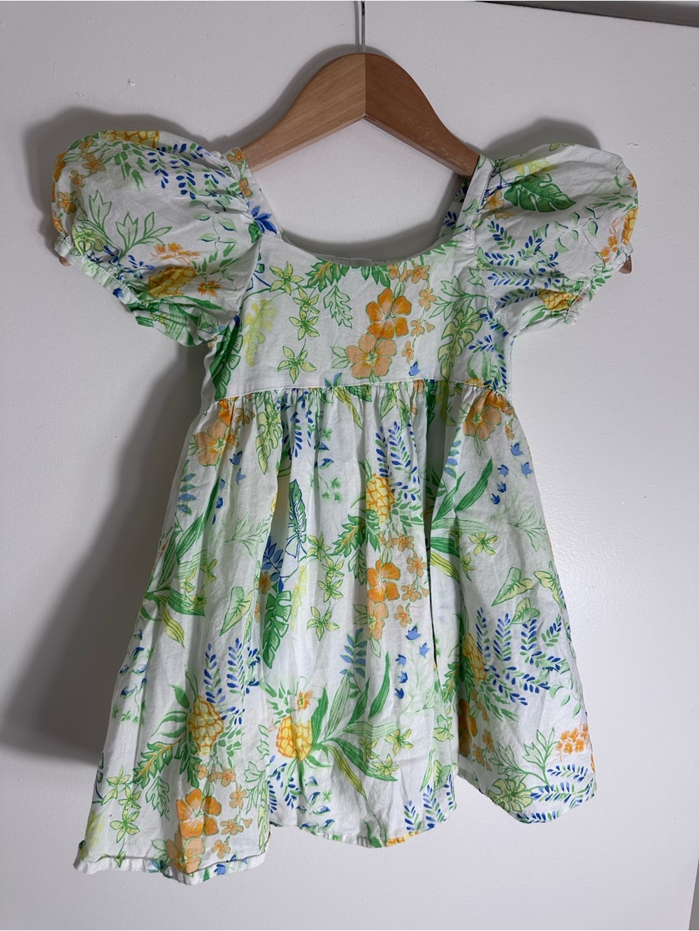 Janie and Jack Pineapple Perfect Floral Puff-Sleeve Dress